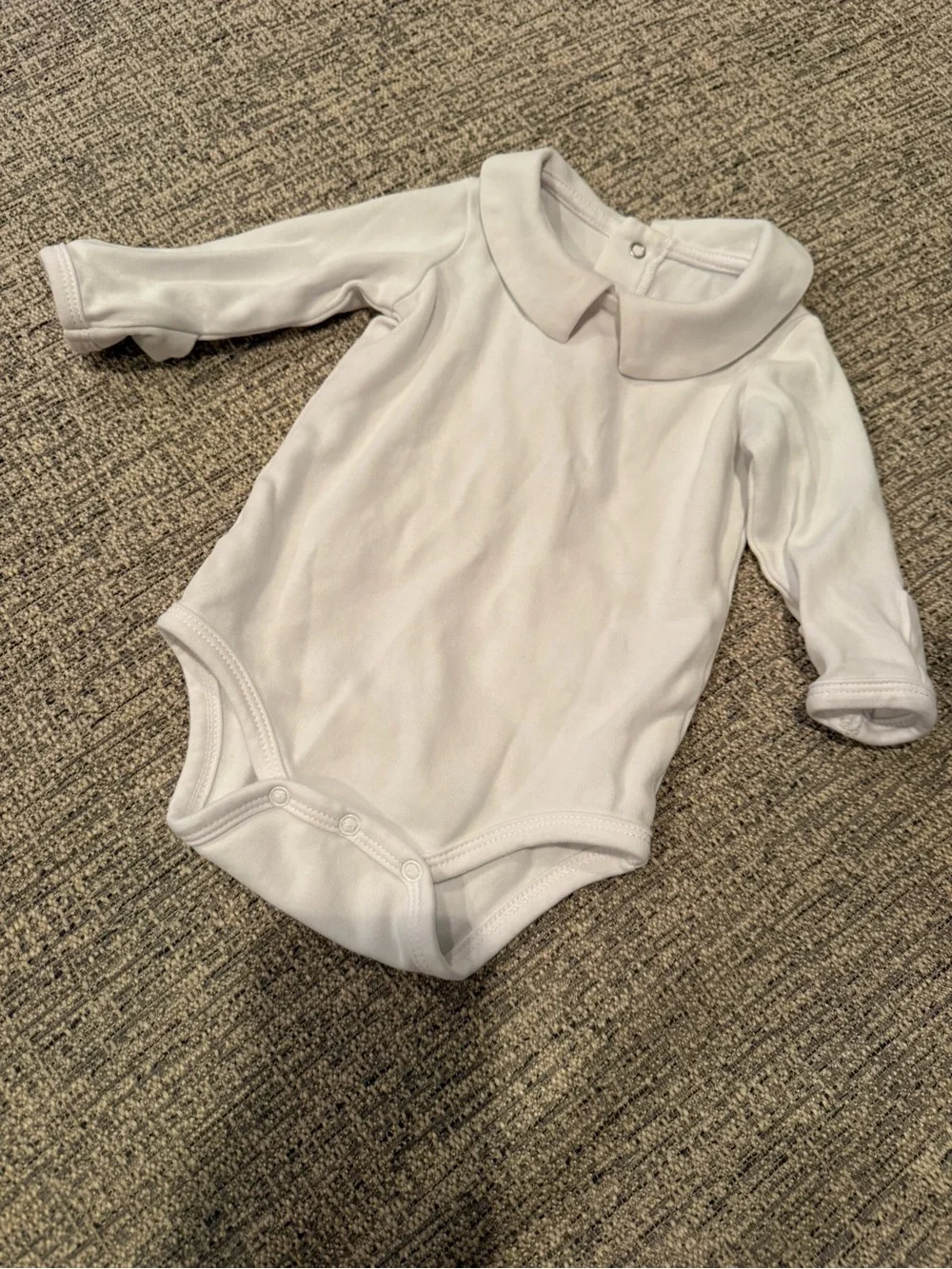 Baby Club Chic White Peter Pan Collar Bodysuit Long Sleeve Baby Bodysuit